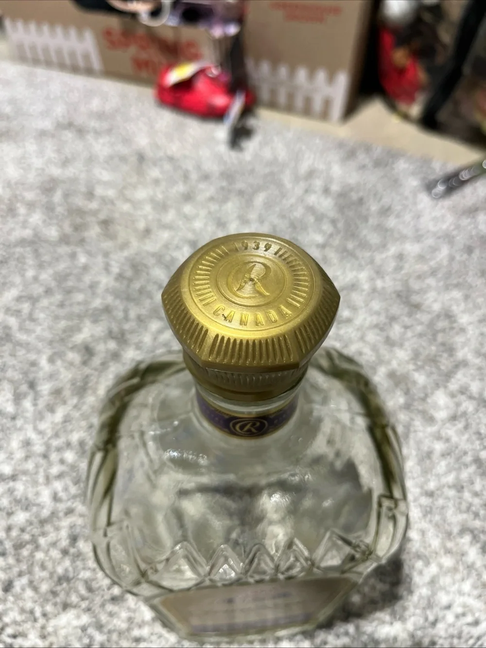 Crown Royal Fine De Luxe Canadian Whisky EMPTY Bottle 1.75 L